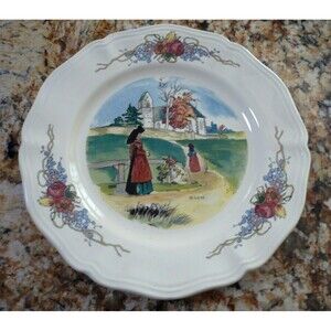 Sarreguemines Obernai 8 1/4" Salad Plate Woman & Girl France
